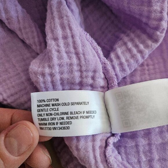 Universal Thread 100% Lavender Cotton Muslin Gauze Blouse SIZE L - Picture 4 of 4